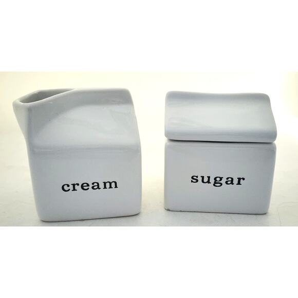 SUGAR & CREAMER-CRATE & BARREL-White-Cover on Sugar-Unique - Picture 1 of 11